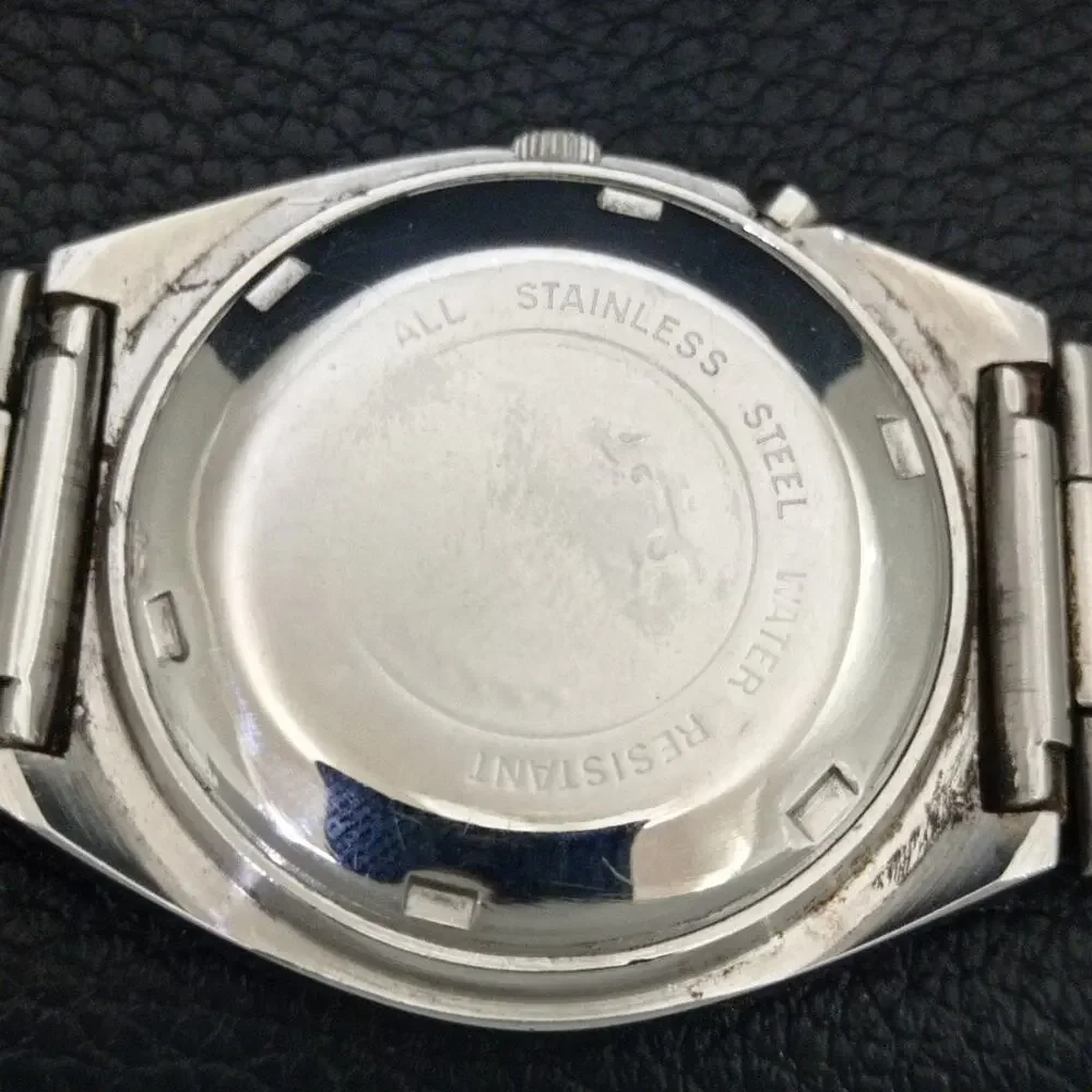 Vintage 1981 Orient Automatic Mens Silver Watch W/daydate & Gold accents